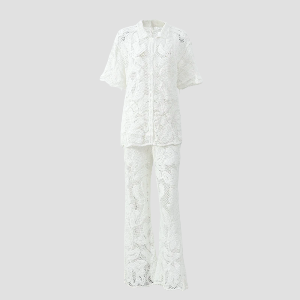 Badhie | Women's Crochet Lace Button-Up Set
