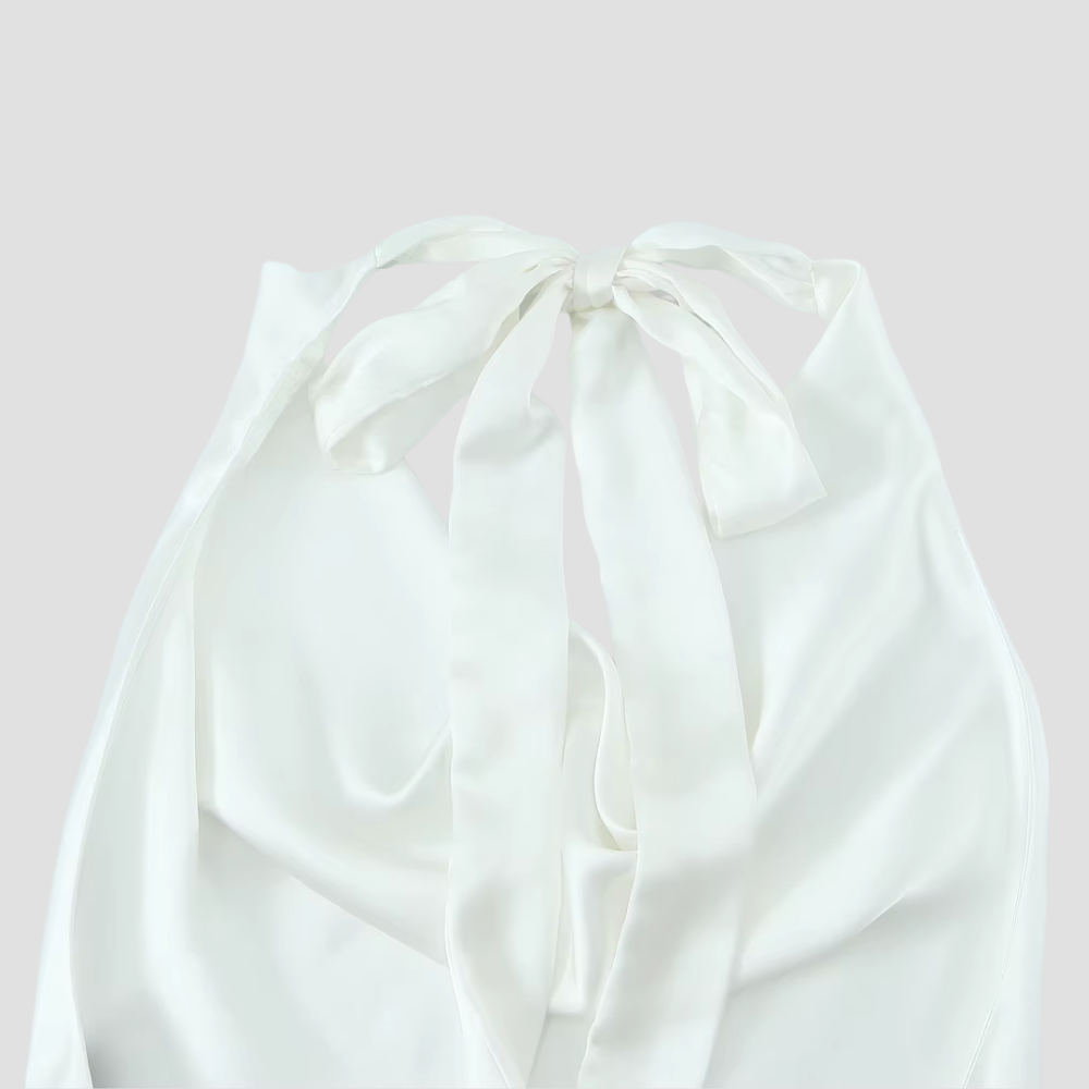 Badhie | Women’s Satin Cowl-Neck Tie-Back Halter Top