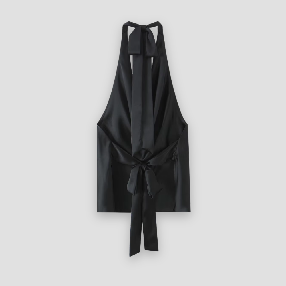 Badhie | Women’s Satin Cowl-Neck Tie-Back Halter Top