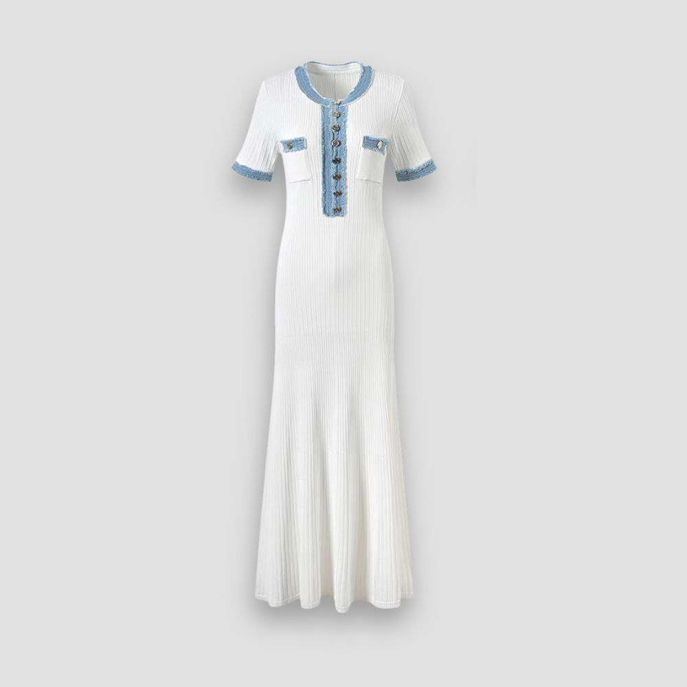 Badhie | Women's Denim-Trimmed Knit Maxi Dress