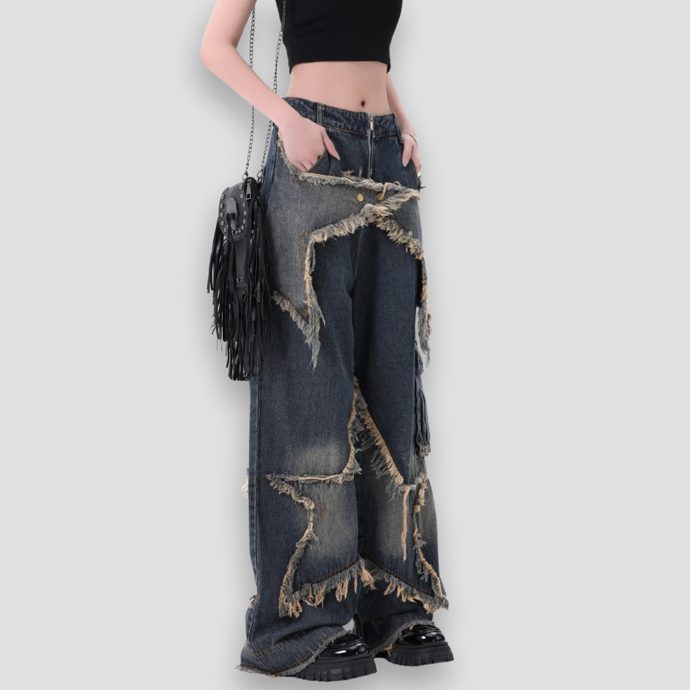 Badhie | Women’s Star Patch Wide-Leg Jeans