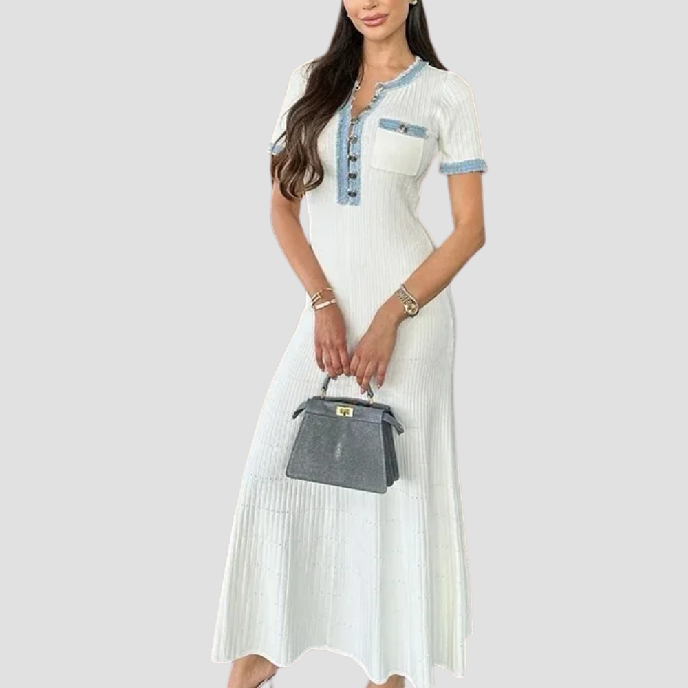 Badhie | Women's Denim-Trimmed Knit Maxi Dress