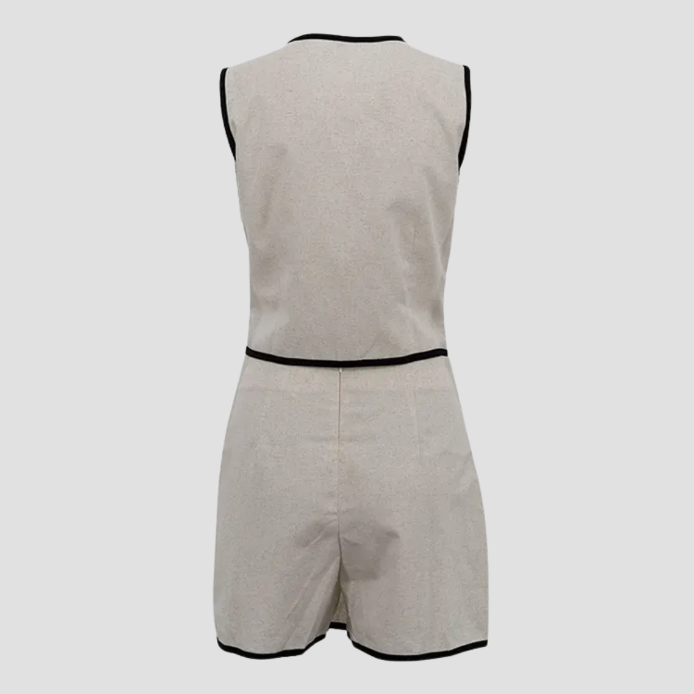 Badhie | Women’s Asymmetrical Contrast Trim Two-Piece Set