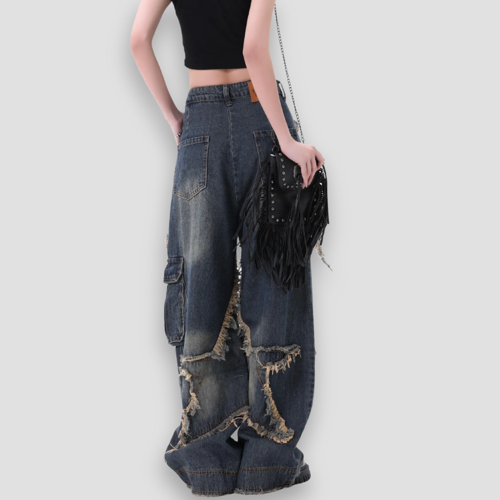 Badhie | Women’s Star Patch Wide-Leg Jeans