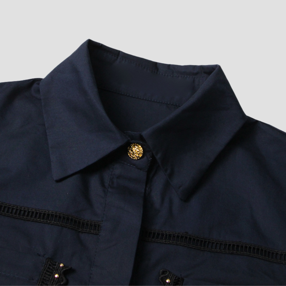 Badhie | Women's  Navy Lace-Trim Two-Piece Skirt Set