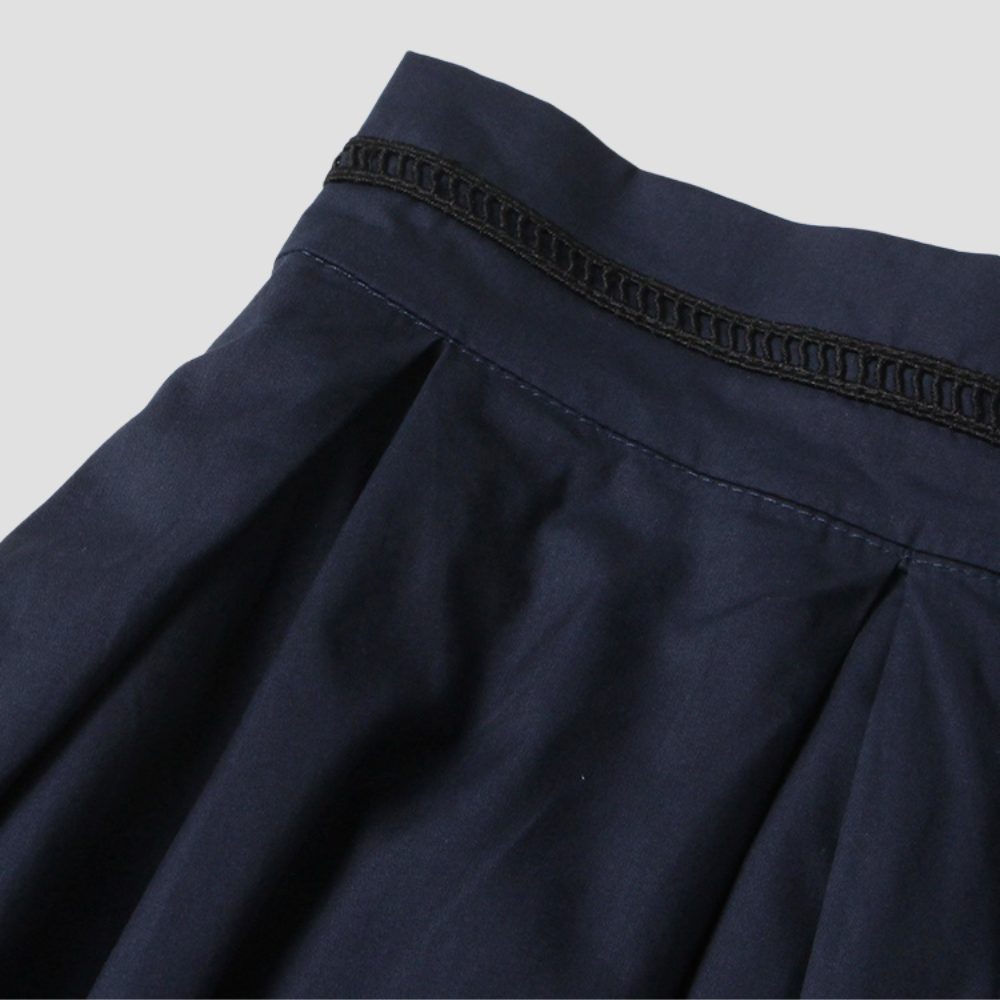 Badhie | Women's  Navy Lace-Trim Two-Piece Skirt Set