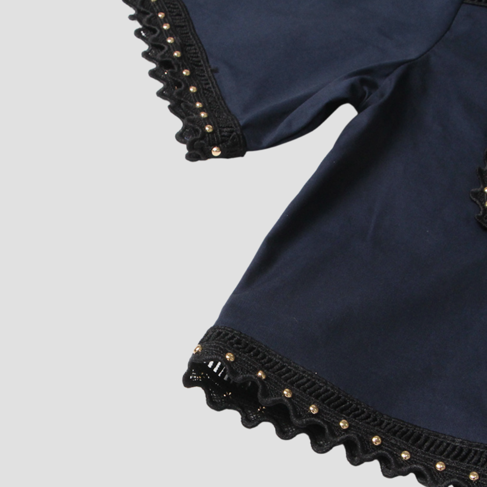 Badhie | Women's  Navy Lace-Trim Two-Piece Skirt Set