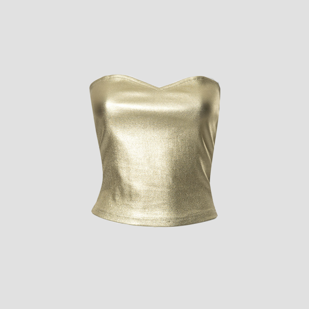 Badhie | Women’s Metallic Sweetheart Strapless Top