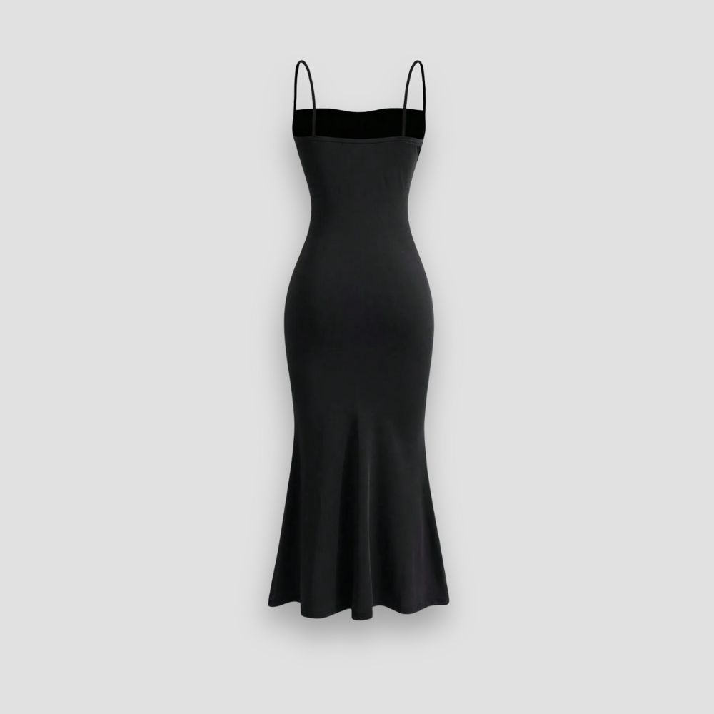 Badhie | Women's Ruched Spaghetti Strap Mermaid Midi Dress