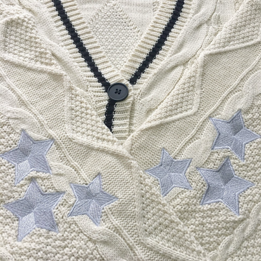 Badhie | Women’s Star Patch Cable Knit Cardigan