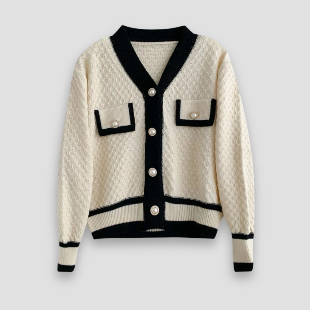 Badhie | Women’s Elegant Pearl-Button Knit Cardigan