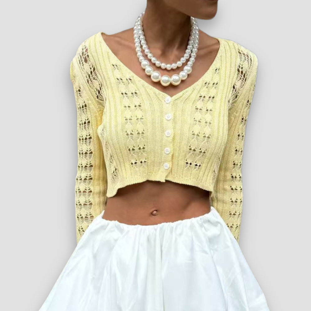 Badhie | Women’s Cropped Flare-Sleeve Knit Cardigan