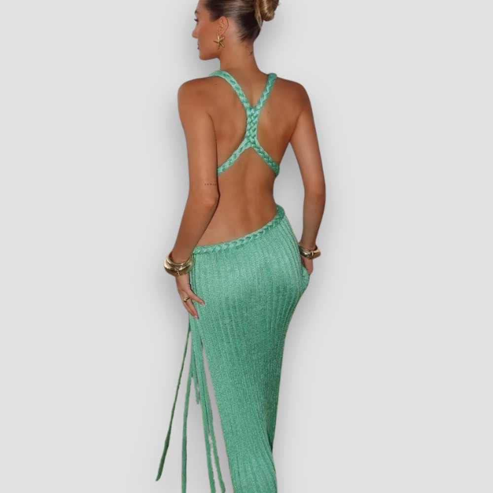 Badhie | Women’s Braided Knit Cutout Maxi Dress