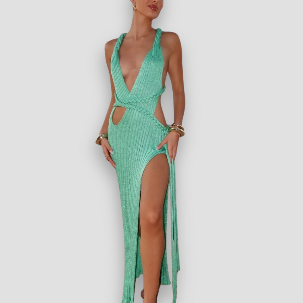 Badhie | Women’s Braided Knit Cutout Maxi Dress