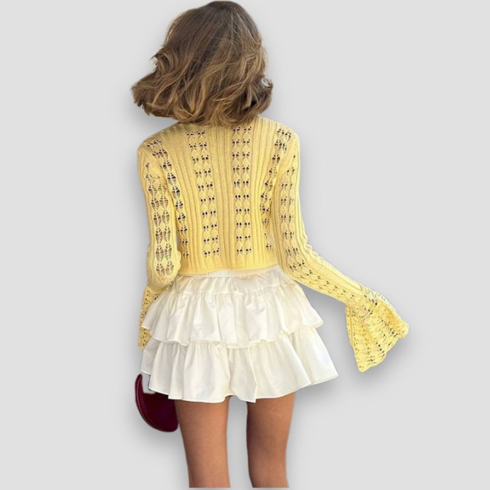 Badhie | Women’s Cropped Flare-Sleeve Knit Cardigan