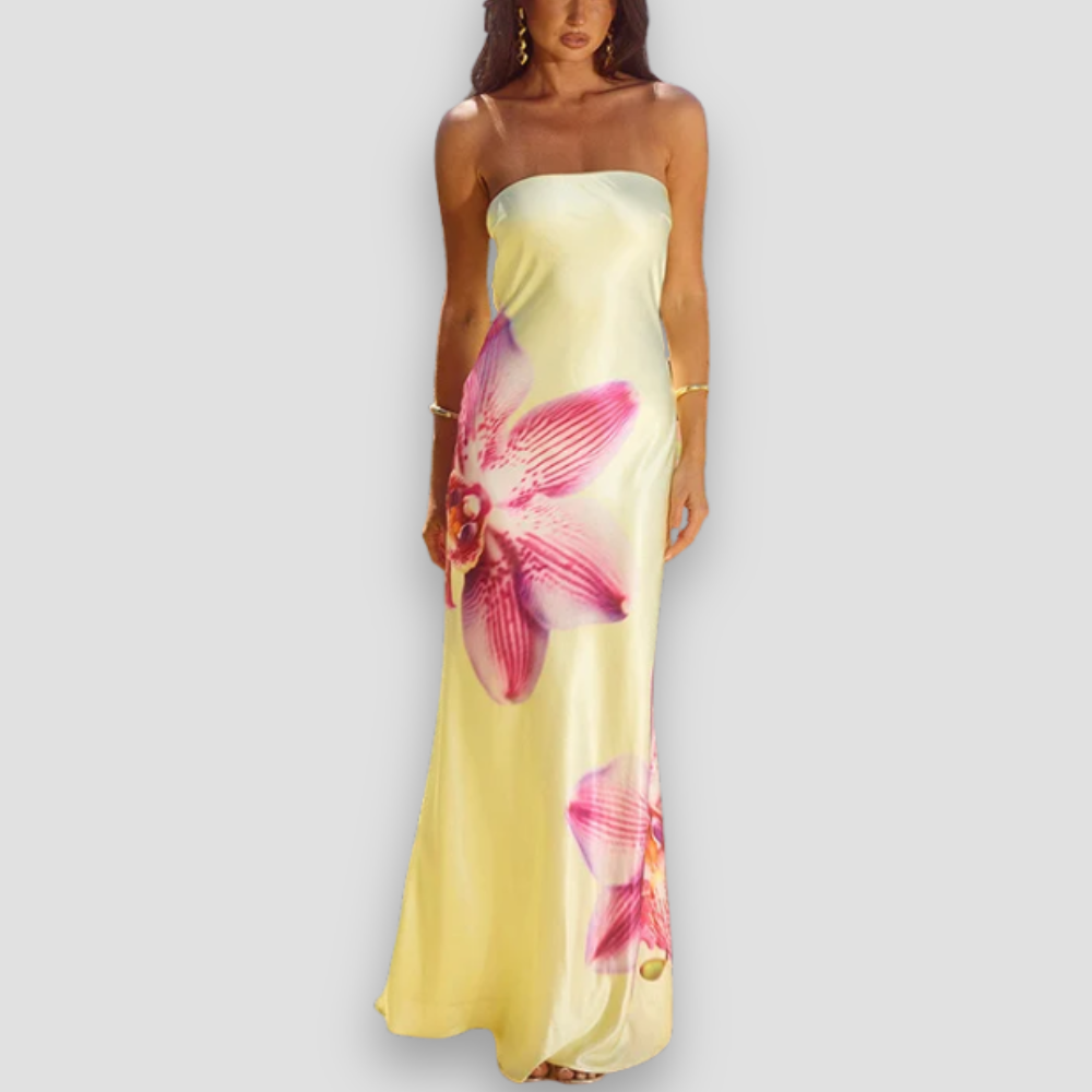 Badhie | Women’s Orchid Bloom Satin Maxi Dress
