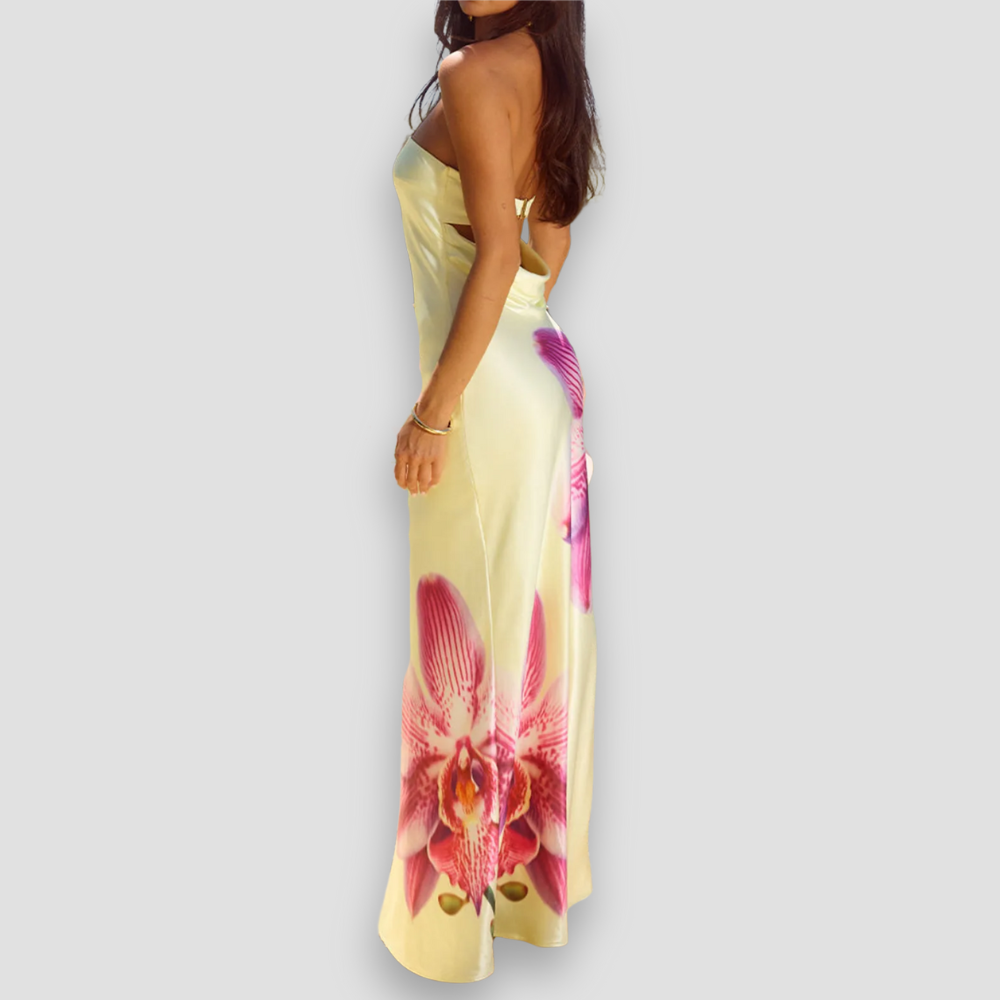 Badhie | Women’s Orchid Bloom Satin Maxi Dress