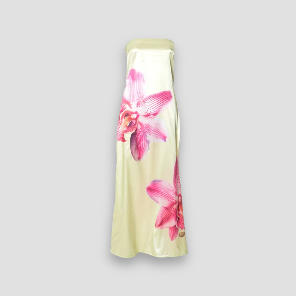 Badhie | Women’s Orchid Bloom Satin Maxi Dress