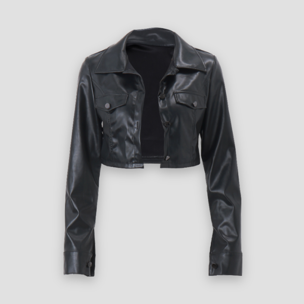 Badhie | Women’s Cropped Faux Leather Jacket