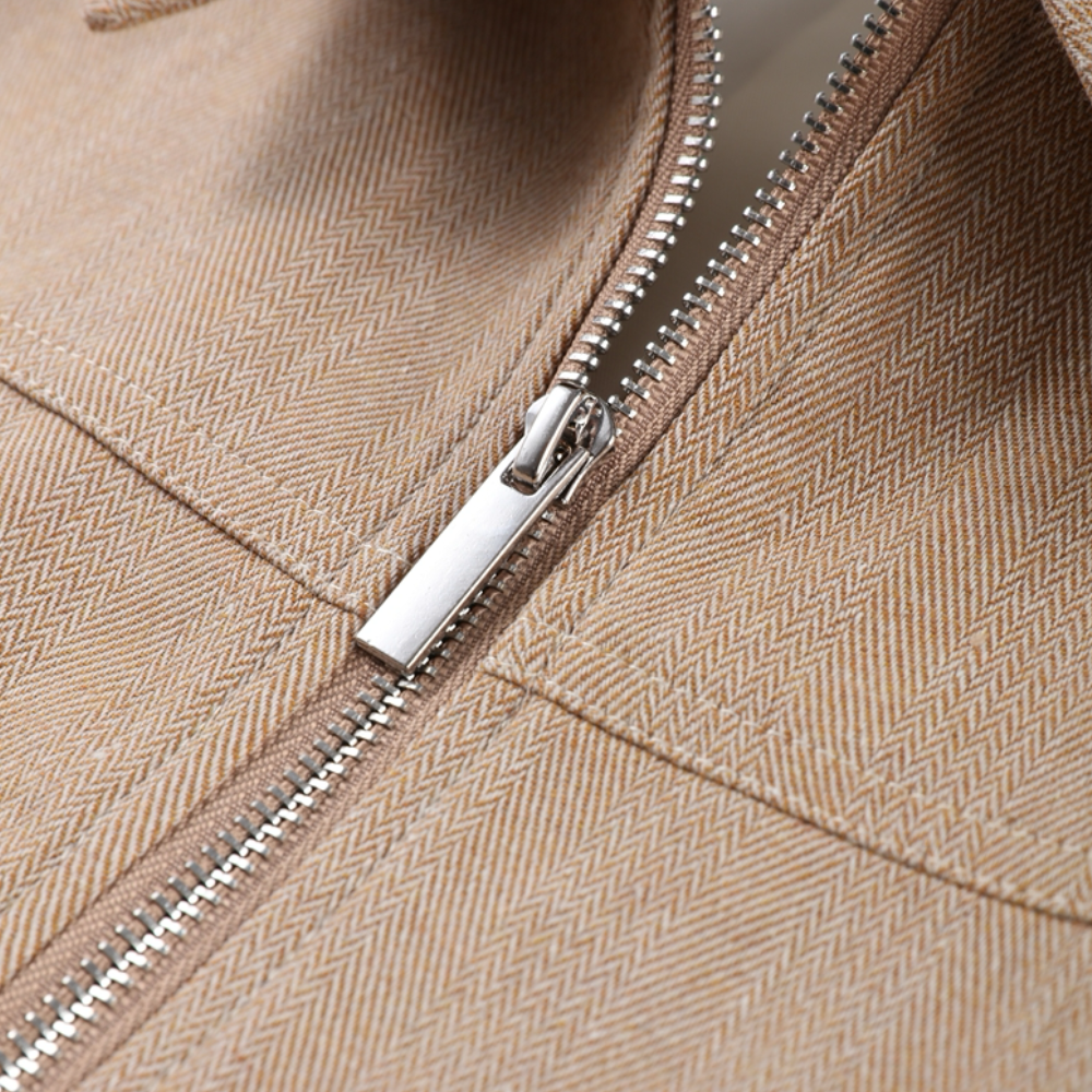 Badhie | Women’s Beige Cropped Zip Jacket & Wide-Leg Pants Set