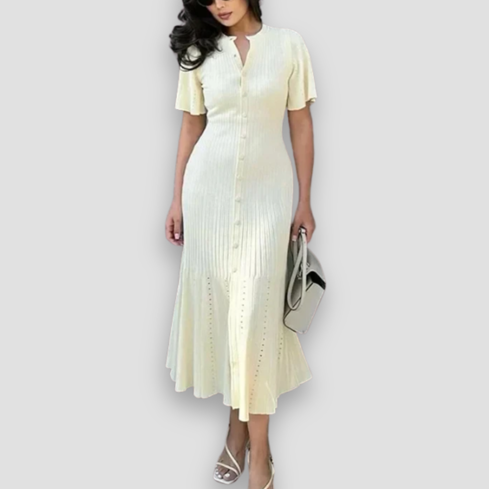 Badhie | Women’s Elegant Button-Down Knit Midi Dress