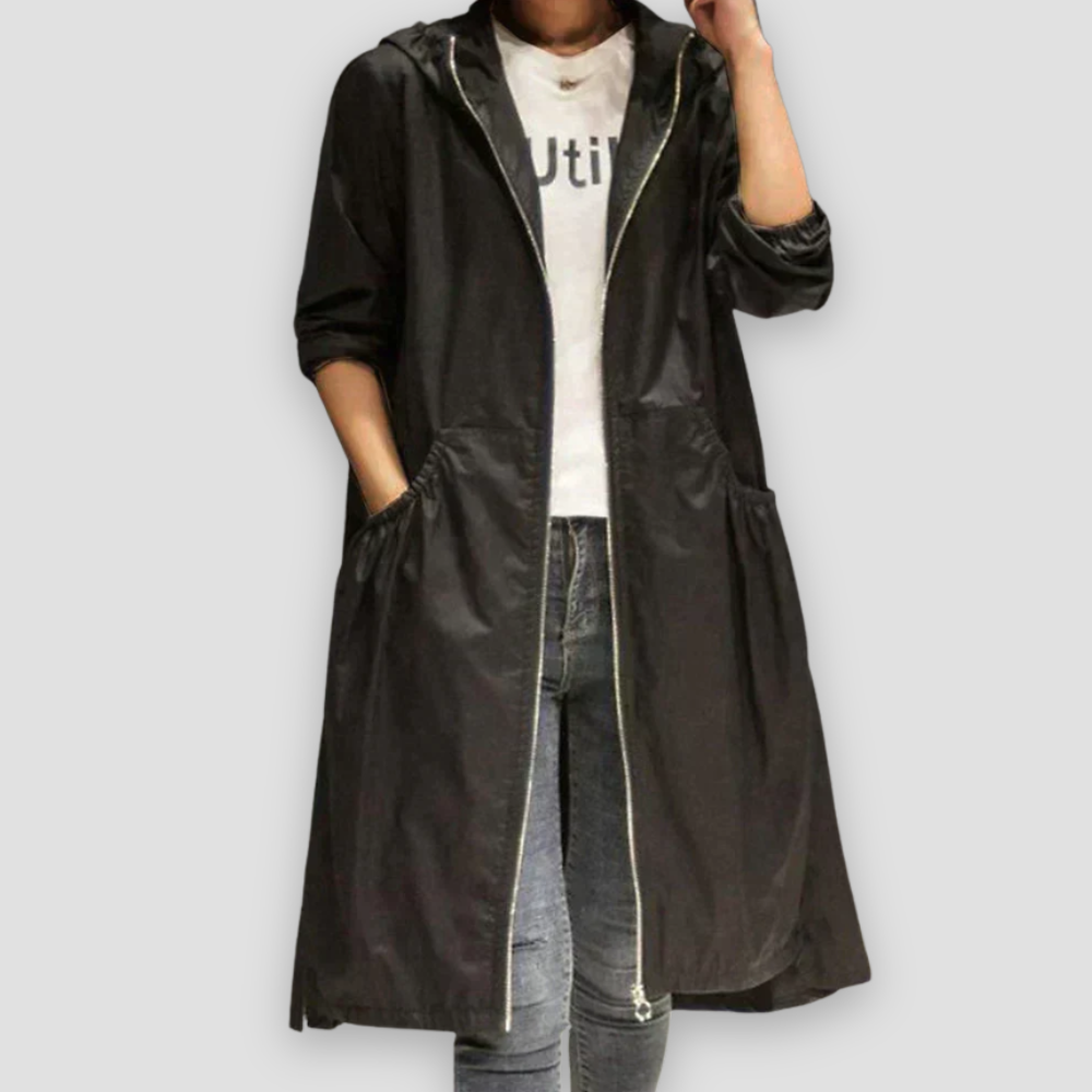 Badhie | Women’s Waterproof Lightweight Hooded Longline Windbreaker Rain Jacket