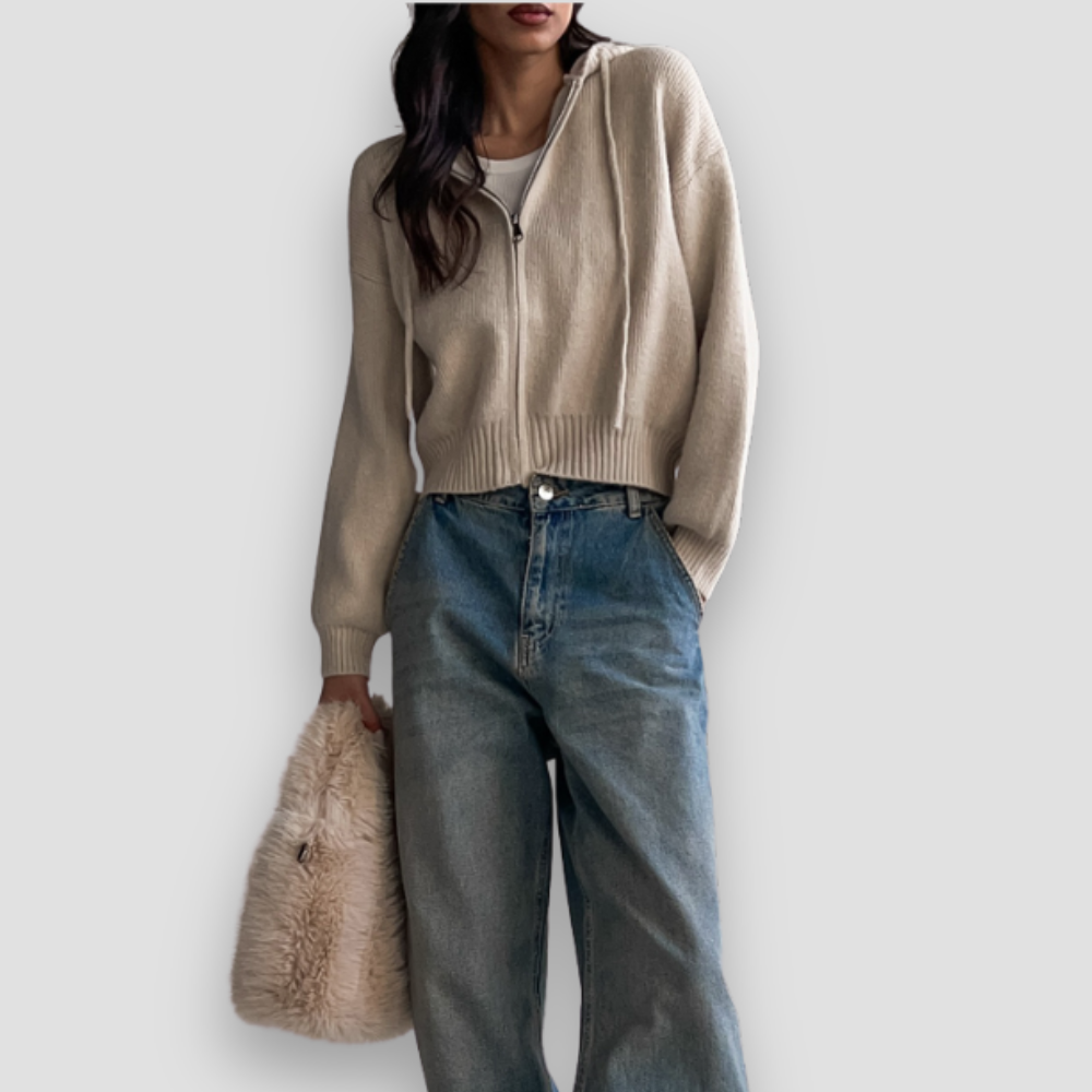 Badhie | Women’s Knit Zip-Up Hoodie Cardigan