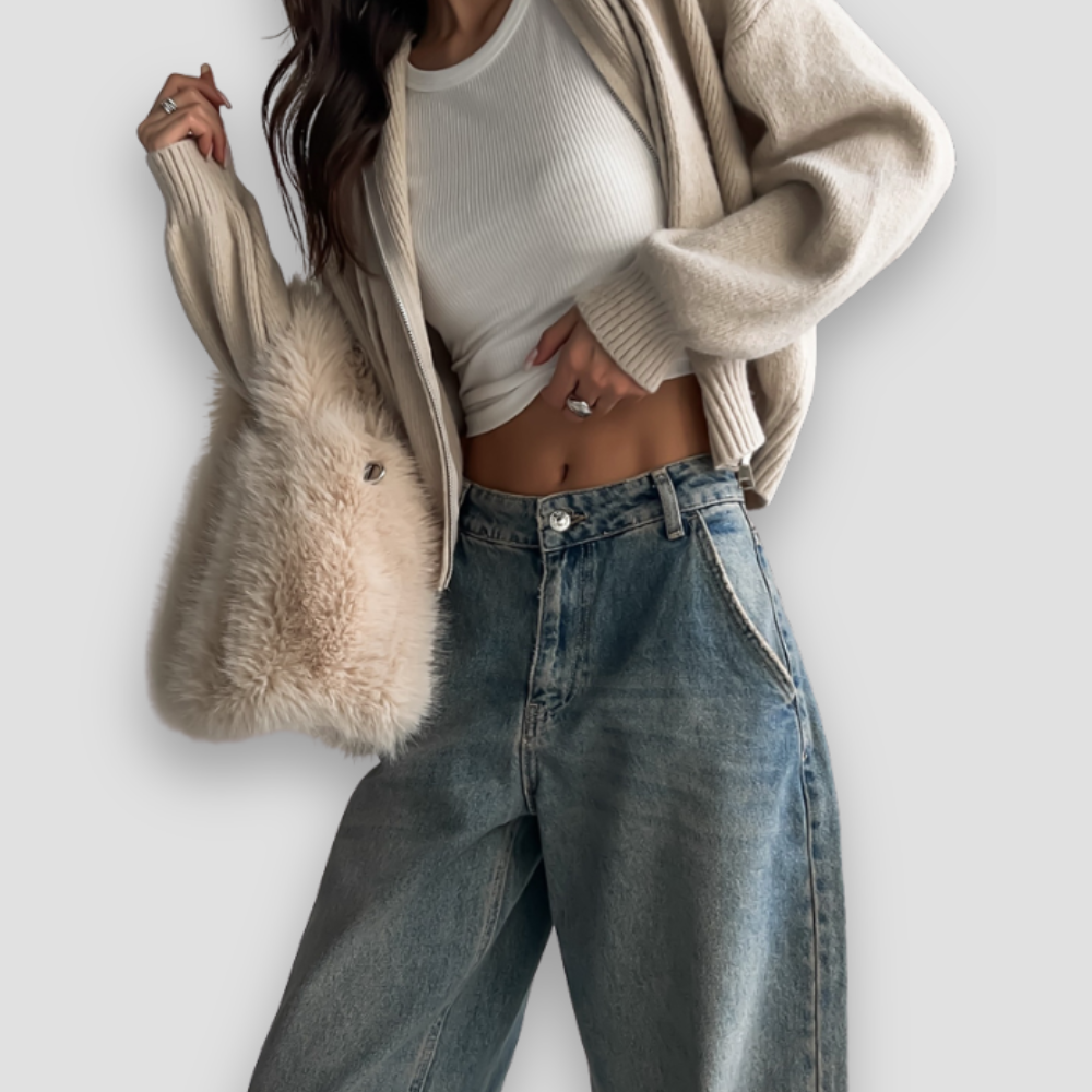 Badhie | Women’s Knit Zip-Up Hoodie Cardigan