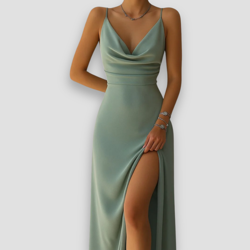 Badhie | Women’s Elegant V-Neck Evening Maxi Dress