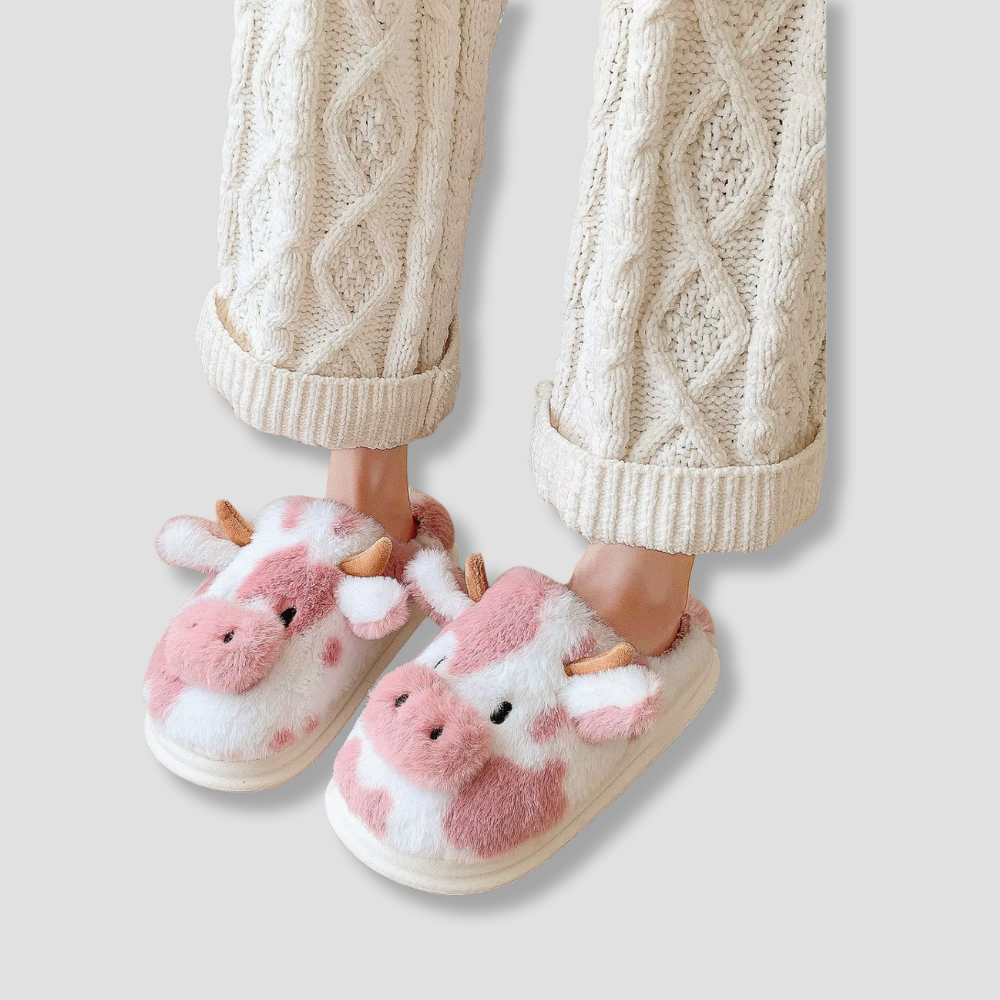 Badhie | Women's Cozy Cow Plush Indoor Slippers