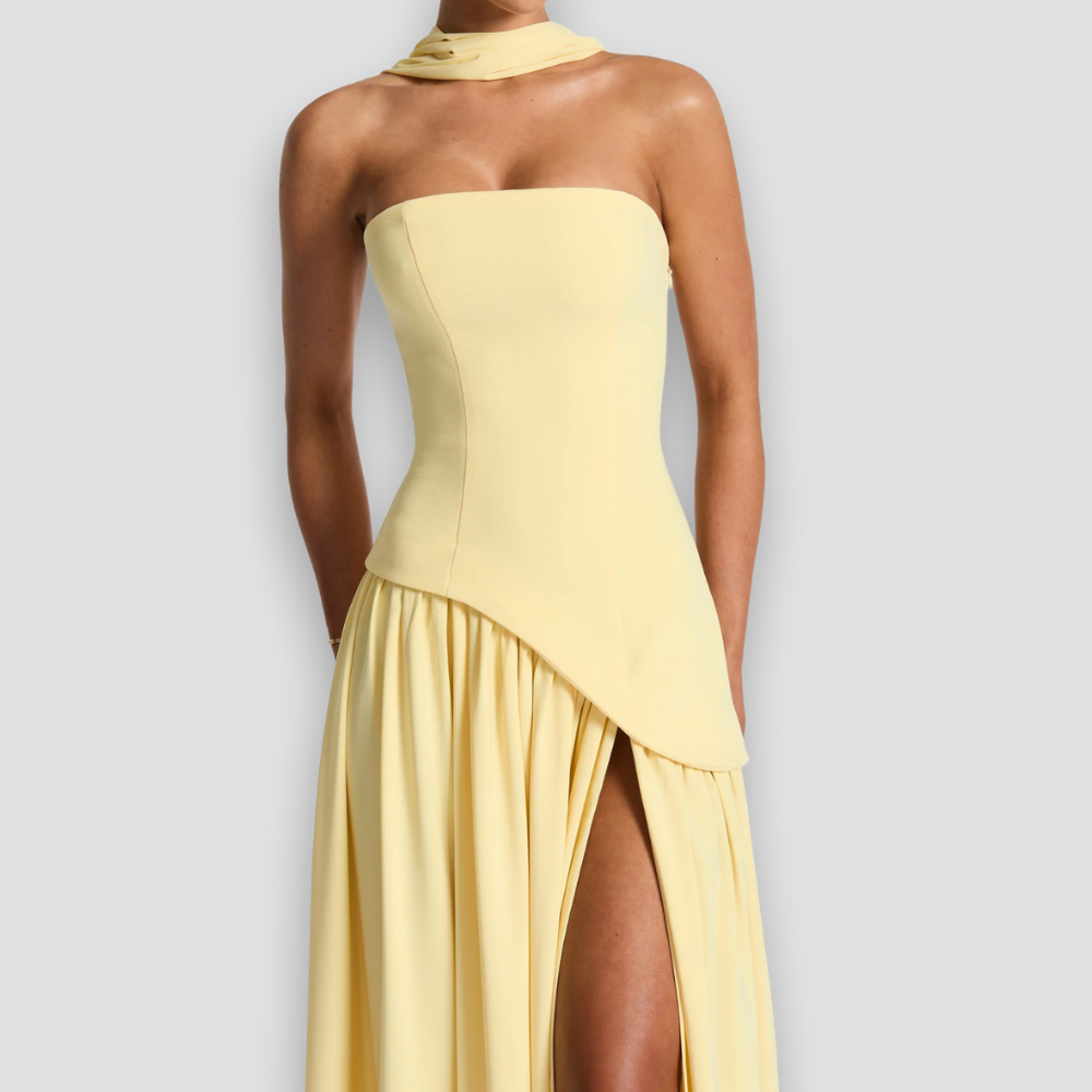 Badhie | Women’s Party Strapless Asymmetric Night Maxi Gown