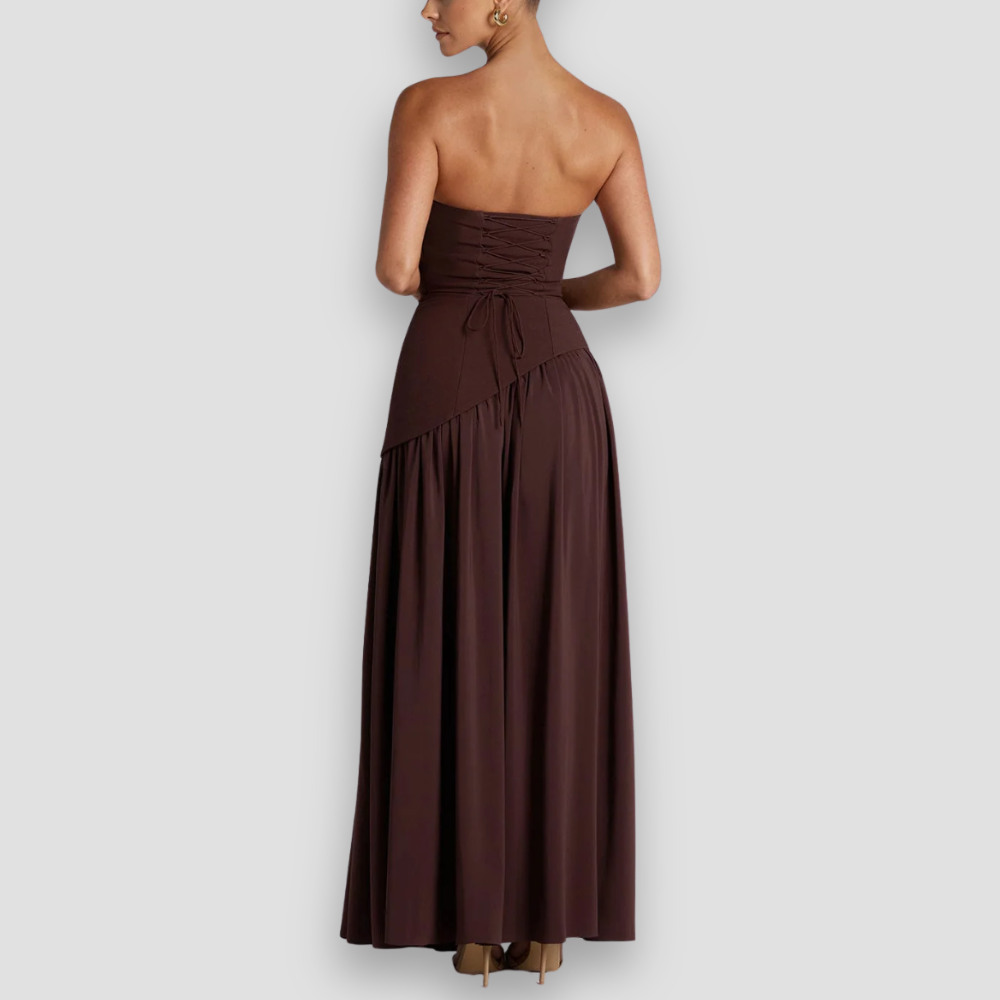 Badhie | Women’s Party Strapless Asymmetric Night Maxi Gown