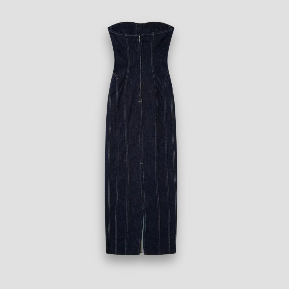 Badhie | Women's Long Backless Denim Elegant Dress