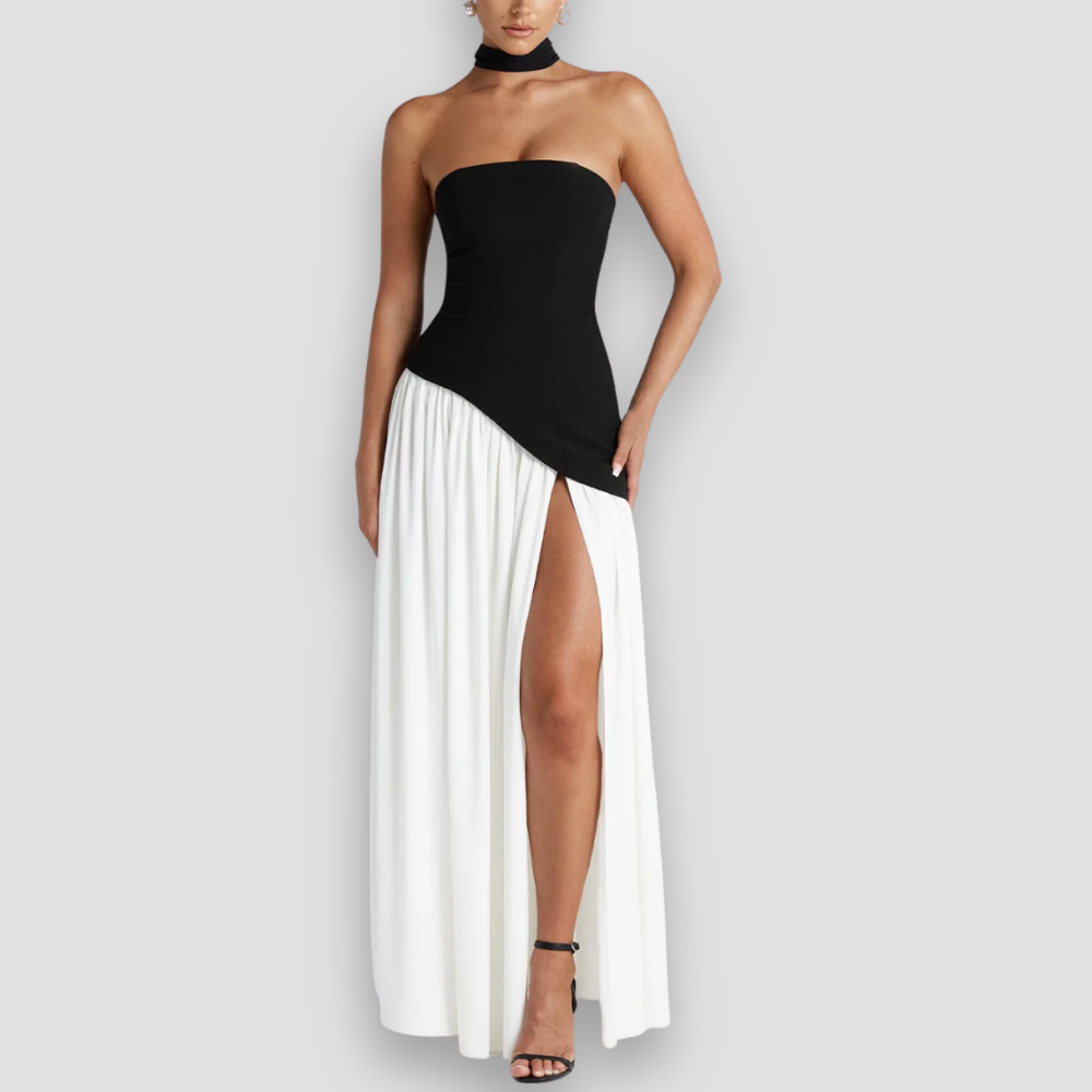 Badhie | Women’s Party Strapless Asymmetric Night Maxi Gown