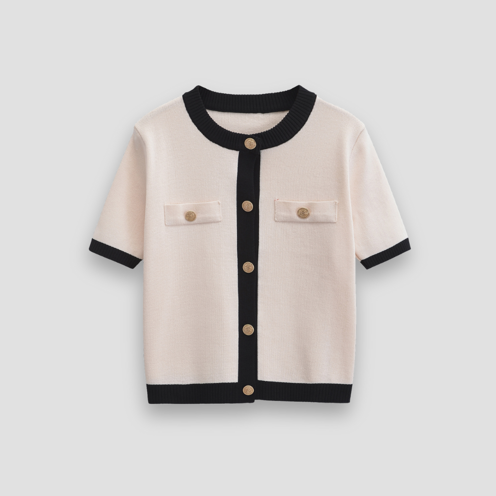 Badhie | Women’s Contrast Trim Short Sleeve Cardigan