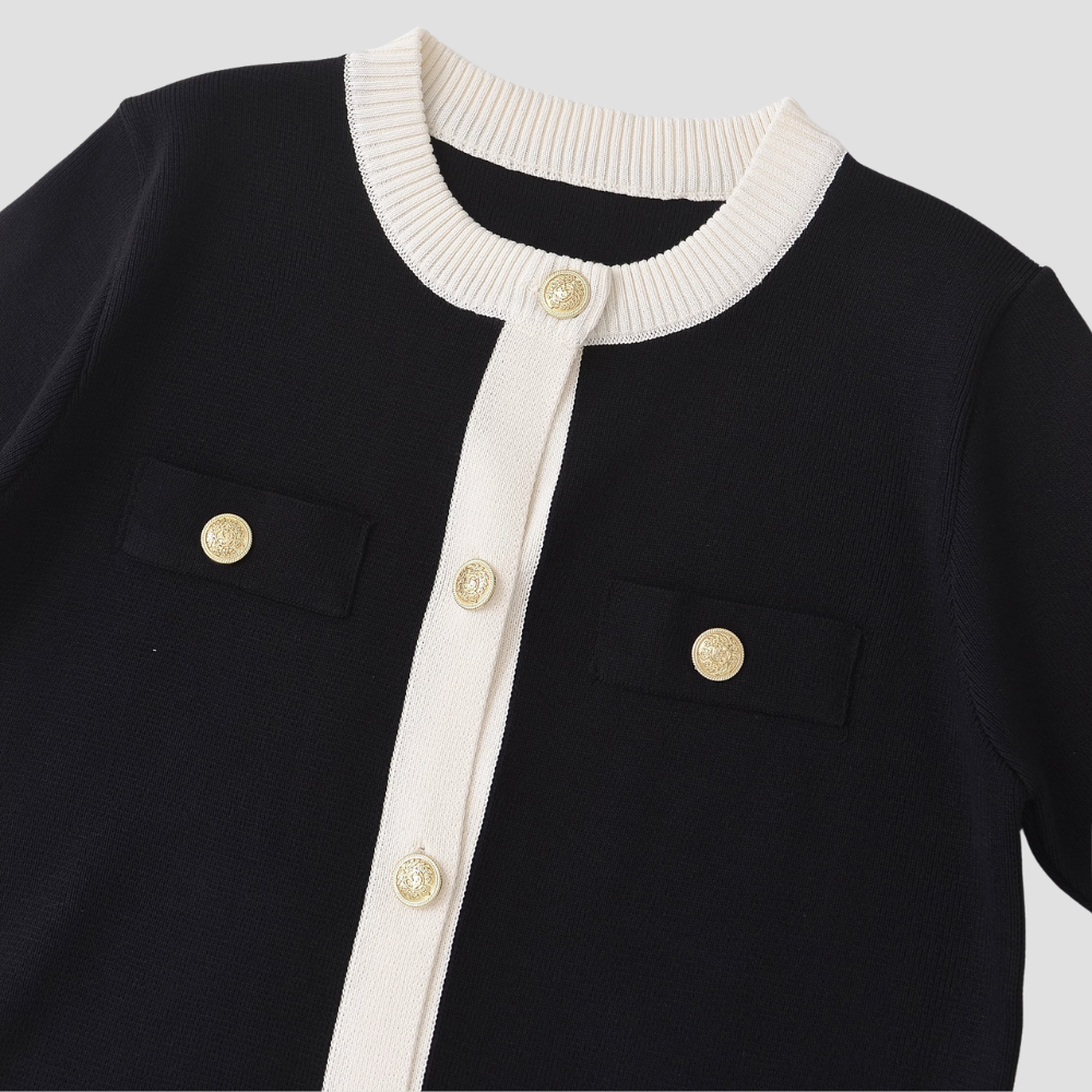 Badhie | Women’s Contrast Trim Short Sleeve Cardigan