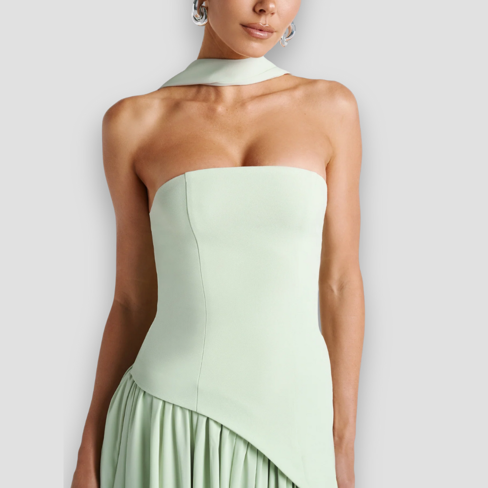 Badhie | Women’s Party Strapless Asymmetric Night Maxi Gown