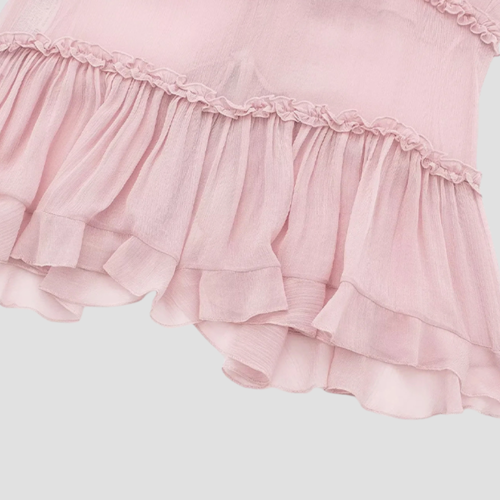 Badhie | Women’s Sheer Ruffle Peplum Lace-Up Cami