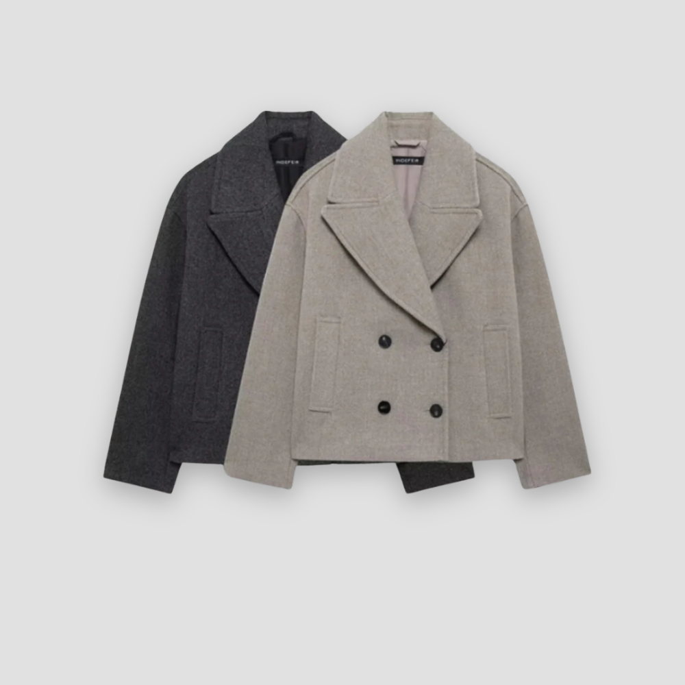 Badhie | Women’s Peacoat Wool Blend Double-Breasted Jacket