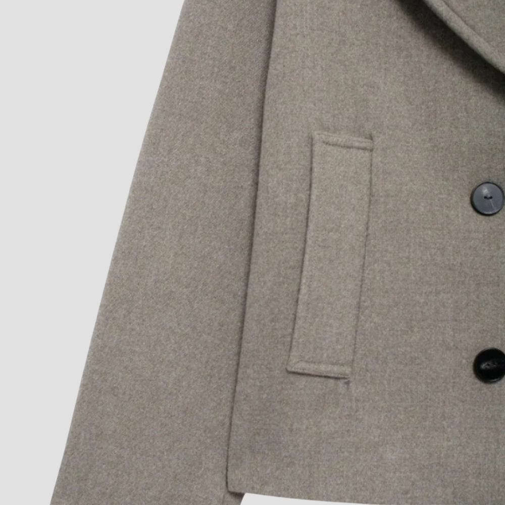 Badhie | Women’s Peacoat Wool Blend Double-Breasted Jacket