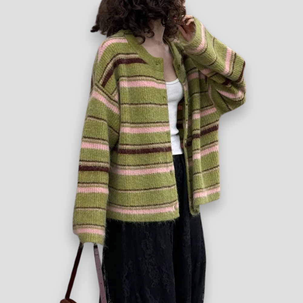 Badhie | Women’s Striped Oversized Knit Cardigan