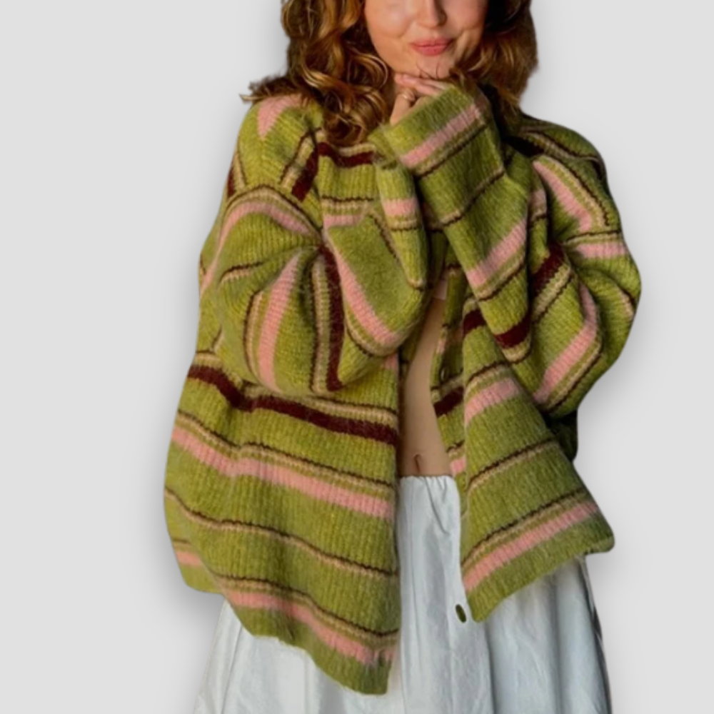 Badhie | Women’s Striped Oversized Knit Cardigan