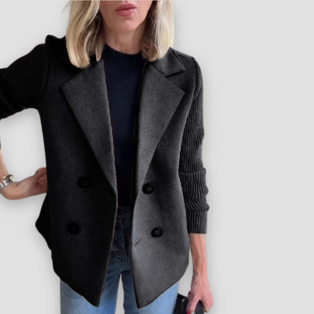 Badhie | Women’s Double-Breasted Knit Sleeve Blazer