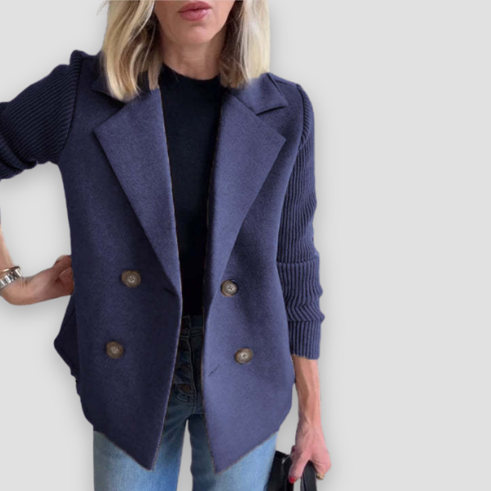 Badhie | Women’s Double-Breasted Knit Sleeve Blazer