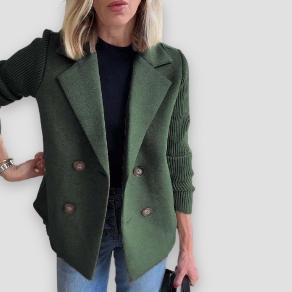 Badhie | Women’s Double-Breasted Knit Sleeve Blazer
