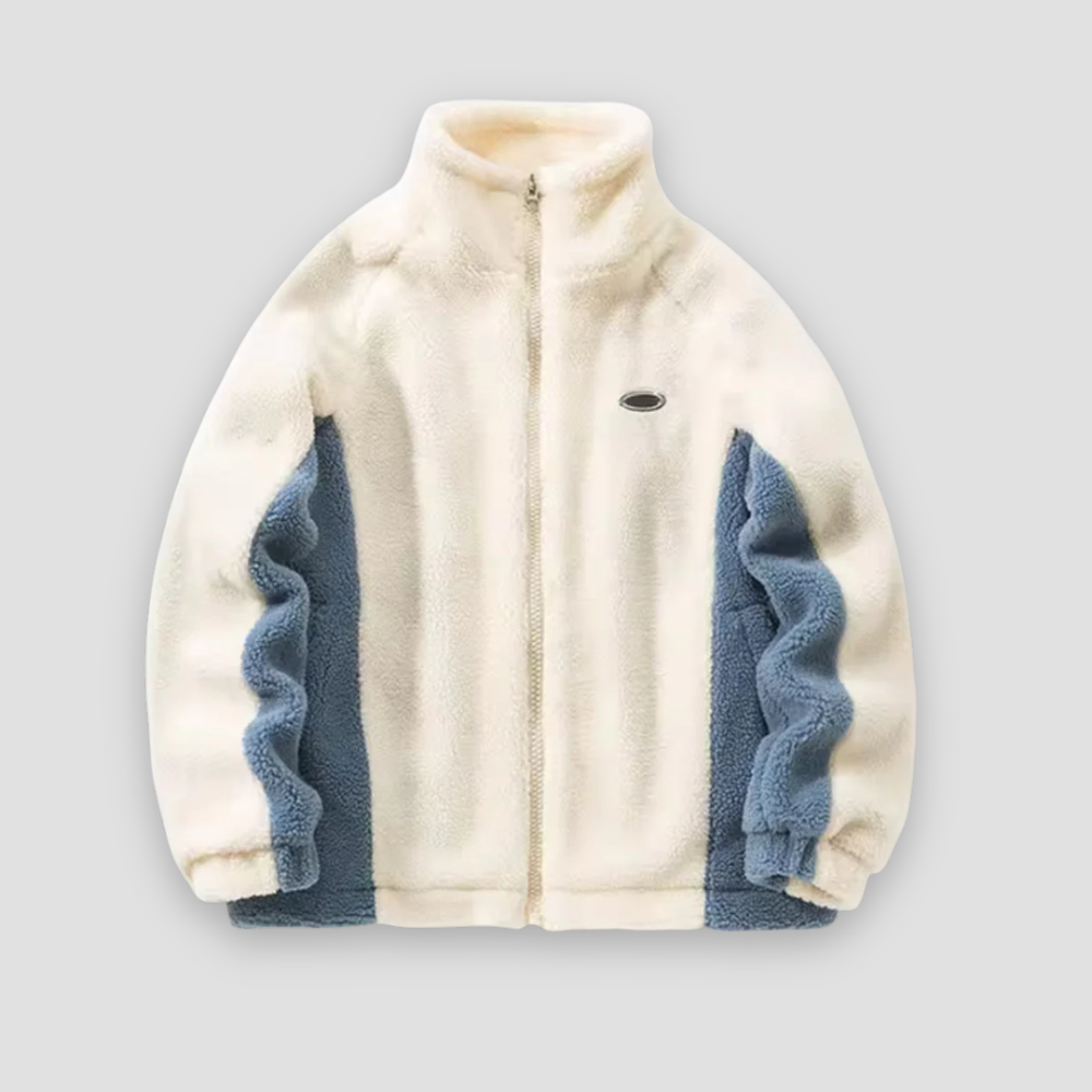 Badhie | Women’s Winter Jacket Colorblock Plush Zip-Up Coat