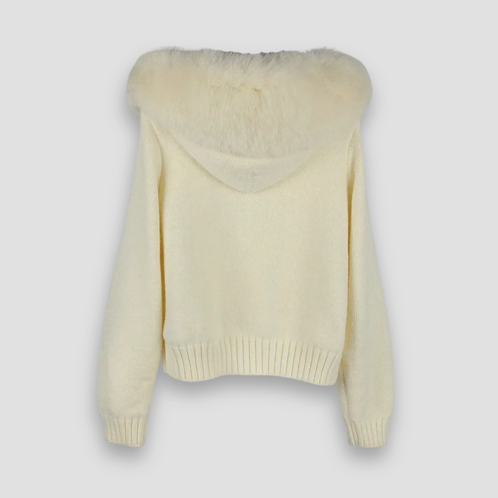 Badhie | Women’s Luxe Fur-Trim Hooded Knit Cardigan