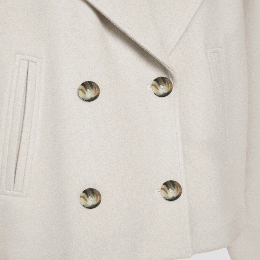 Badhie | Women’s Winter Jacket Cropped Double-Breasted Wool Coat