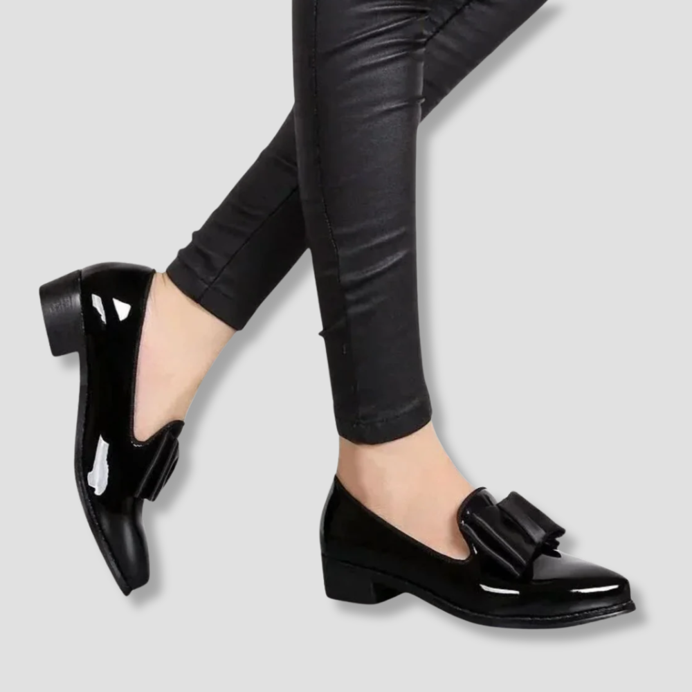Badhie | Women’s Patent Leather Bow Loafers