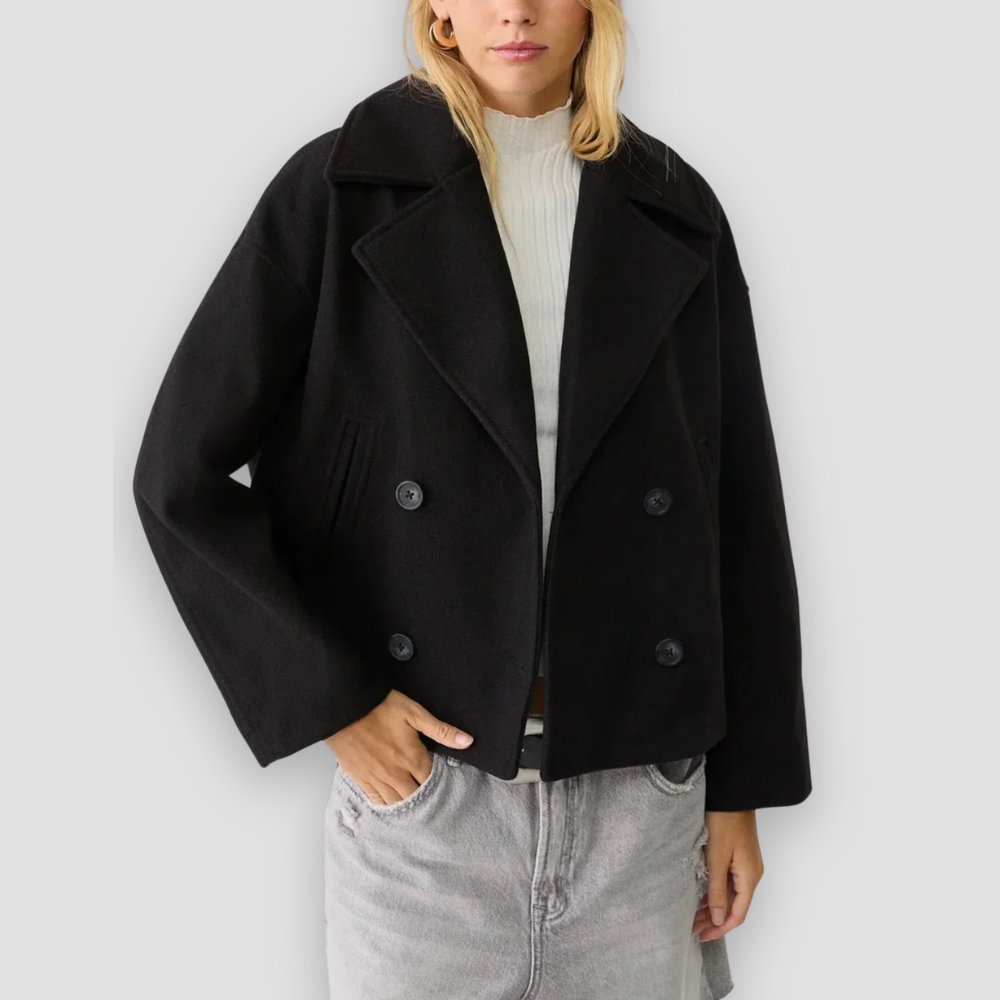 Badhie | Women’s Winter Jacket Cropped Double-Breasted Wool Coat